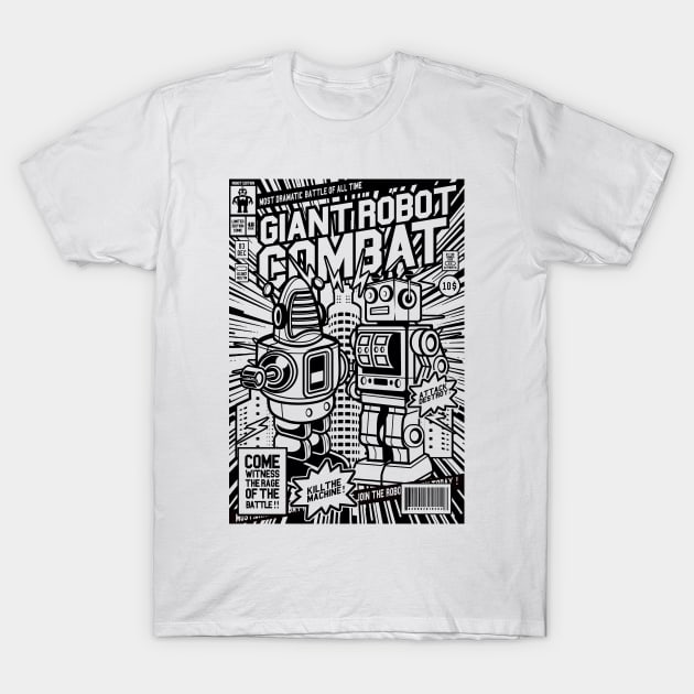 The giant robot duel T-Shirt by Superfunky